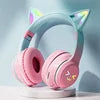 New Selling Gradient Cat Ear Wireless Connection Headset Wireless Esports Gaming Headset Long Standby Cute Cat Ear Headset