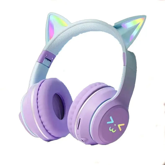 New Selling Gradient Cat Ear Wireless Connection Headset Wireless Esports Gaming Headset Long Standby Cute Cat Ear Headset