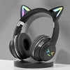 New Selling Gradient Cat Ear Wireless Connection Headset Wireless Esports Gaming Headset Long Standby Cute Cat Ear Headset